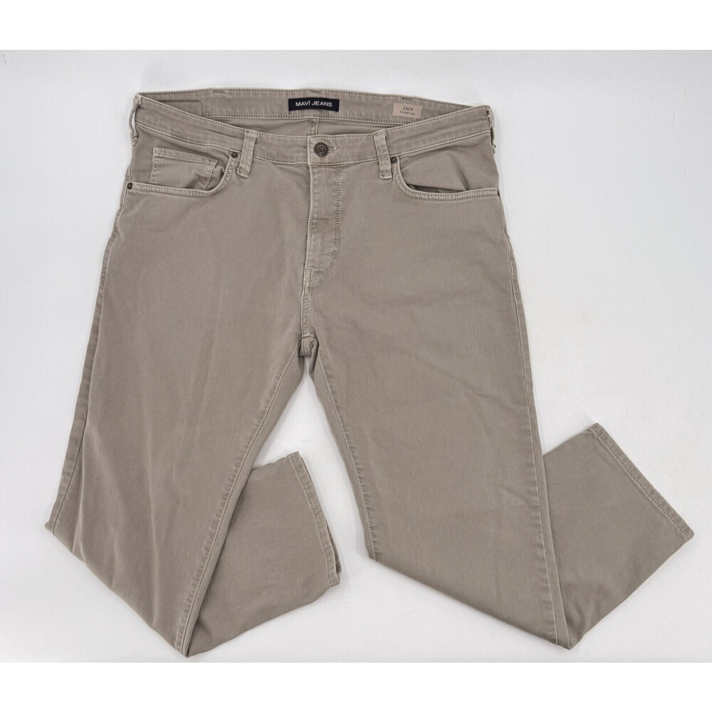 Mavi Jeans Zach Pants Mens 38 Beige Straight Leg Stretch Casual Turkey